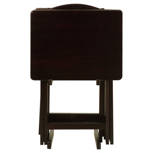 5pc Tray Table Set Espresso - Flora Home : Target