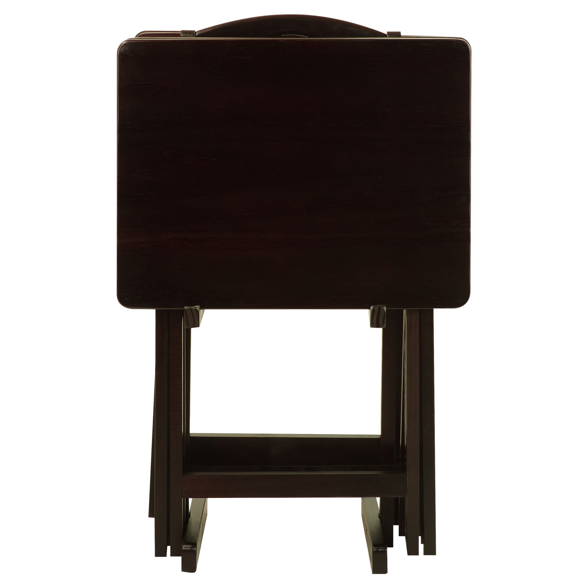 Flora Home 5pc Tray Table Set Espresso: Rectangular Wood Folding Tables, Spot Clean, Tools Included