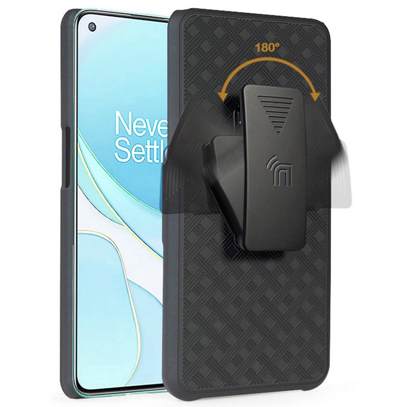 Nakedcellphone Case with Stand and Belt Clip Holster for OnePlus 9 Pro - Black, 3 of 11