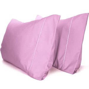 LuxClub 2 PC Performance Microfiber Solid Pillowcase Set - 1 of 3