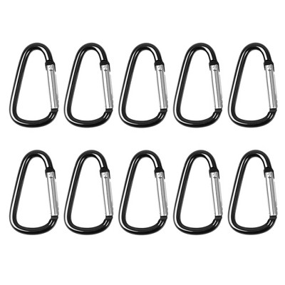 Unique Bargains Aluminum Hiking D-Ring Keychain Carabiner Hook Black 2.4 x  1.1 x 0.2 8 Pcs