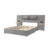 Full/Queen Size Velvet Upholstered Platform Bed with USB Charging Ports, Big Headboard Bed with 2 Bedside Pillows and Shelves 4Q-ModernLuxe - 4 of 4