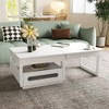 Modern Coffee Tables for Living Room, LED Coffee Table, Storage Coffee Table, Wood Center Table with 2 Drawers and Open Side Shelf, White - 3 of 4