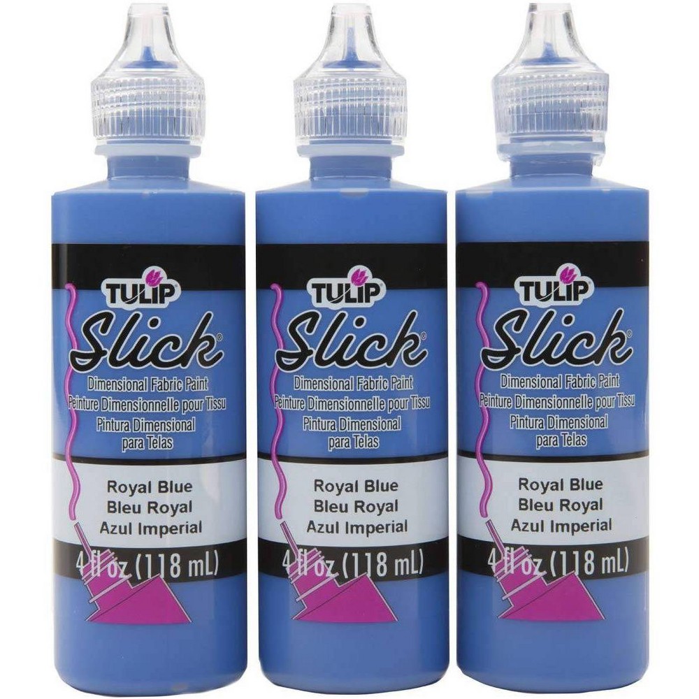 Tulip 3pk 4oz Dimensional Fabric Paint - Royal Blue: Permanent Non-Toxic Craft Paint, Water-Based, Ages 13+