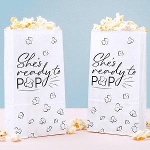 Big Dot of Happiness Ready to Pop Popcorn Bags, Baby Shower Party Favor Snack Treats, Free-Standing Individual White Paper Bags - 25 Count - 1 of 4