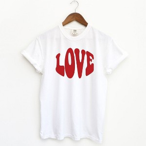 Simply Sage Market Women's Love Bold Short Sleeve Garment Dyed Tee - 1 of 3