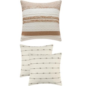 REGALWOVEN 3 Pcs Striped Modern Decorative Throw Pillow Covers Square 18" x 18" - 1 of 4