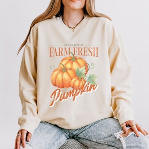 Simply Sage Market Farm Fresh Pumpkin Watercolor Lightweight Garment Dyed Sweatshirt - 1 of 4