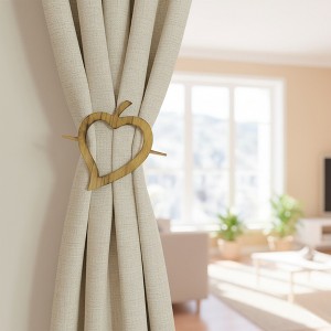 Evideco French Home Goods Wooden Heart Curtain Tieback – Decorative and Functional Design - 1 of 4