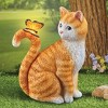 Collections Etc Orange Tabby Cat with Solar Powered Butterfly Garden Statue - 2 of 2