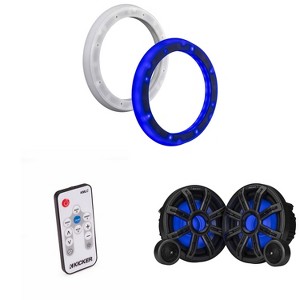 Kicker 51MSS84 8" Component LED Premium Marine Speakers & 51KLSR88 - 8.8-Inch to 8-Inch LED Adapter Rings & LED Remote Bundle - 1 of 4