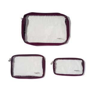 baggallini Clear Travel Pouches 3 Piece Set Cosmetic Toiletry Bags - 1 of 4