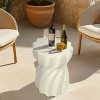 Outdoor Side Table: Contemporary Lightweight Concrete Accent Side Table Patio Side End Table for Living Room, Garden, Hourglass, Graphite-Like White - 3 of 4