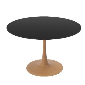 LeisureMod Bristol Round Dining Table – MDF Top with Natural Wood Steel Pedestal Base, Modern Kitchen & Dining Room Table, Accent Table - 1 of 4
