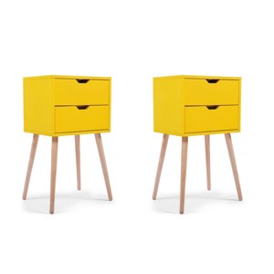 NicBex Mid-Century Nightstand Set of 2 Bedside End Table with Sliding Drawers for Bedroom & Living Room - 1 of 4