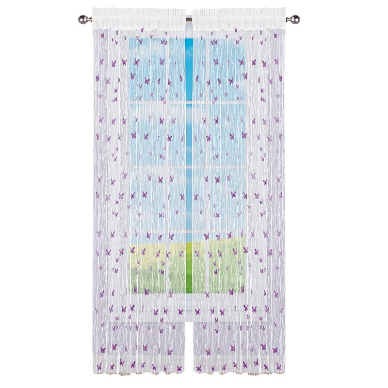 Collections Etc 3D Spring Butterfly Semi-Sheer Curtain Panel, 1 of 4