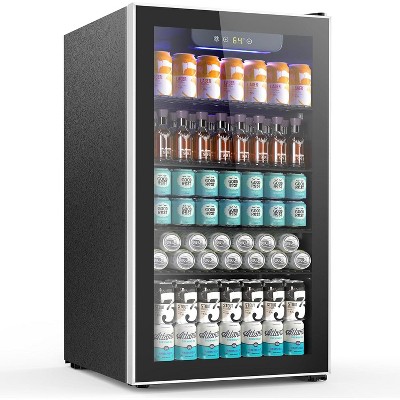 ZAFRO Beverage Refrigerator Cooler - 130 Can Mini Fridge with  Digital Temperature Control, LED Lighting for Home, Office, Bar - 3.2 Cu.Ft, Black