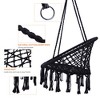 Cesicia Black Hammock Chair, Macrame Swing, Max 330 Lbs Hanging Cotton Rope Hammock Swing Chair for Indoor and Outdoor - 4 of 4