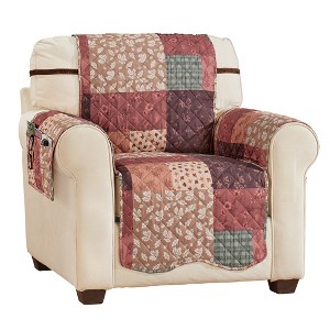 Collections Etc Fall Patchwork Scalloped Edge Furniture Protector with Side Pockets - 1 of 3