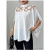 Women's Flowy Long Sleeve Blouse Sheer Embellished Yoke Mock Neck Top - 4 of 4