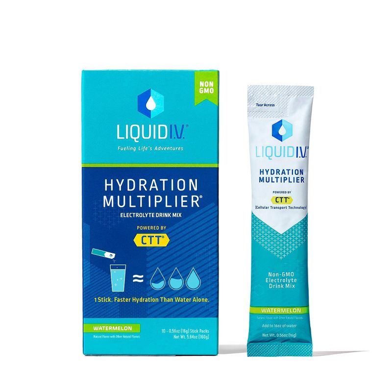 Liquid I.V. Hydration Multiplier Vegan Powder Electrolyte Supplements - Watermelon - 0.56oz each/10ct, 1 of 9