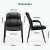 FURNIinspire Task and Office Chairs Pu Leather Conference Room Chair Executive Office Chair with Padded Arms, No Wheels, Black, 22.05"*22"*36.2" - 3 of 4