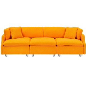 NicBex 3 Seater Sofa Couch with 2 Pillows Comfy Teddy Fabric Couch with Deep Seats and Soft Cushion for Living Room,Apartment - 1 of 4