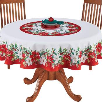 Collections Etc Holiday Floral Tablecloth