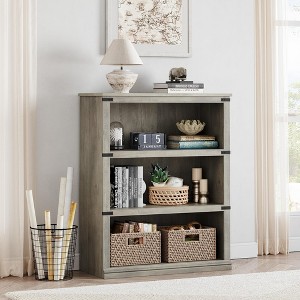 3 Tier Bookcase, Farmhouse Book Shelf with Storage, 40 Inch Tall Open Display Bookshelves - 1 of 4