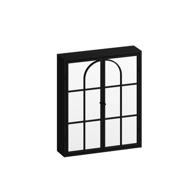 Chery Life 23.62 "Vintage Two Door Wall Cabinet with Mirror, Three-level Entrance Storage Space for Living Room, Bathroom, Dining Room