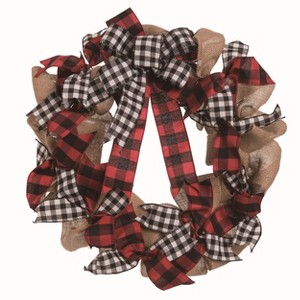 Transpac Synthetic Fabric 22 in. Multicolor Christmas Buffalo Wreath - 1 of 2