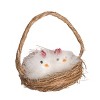 Transpac Fuzzy Basket of Hens Decorative Easter Home Decorations for Spring Celebrations - 2 of 3