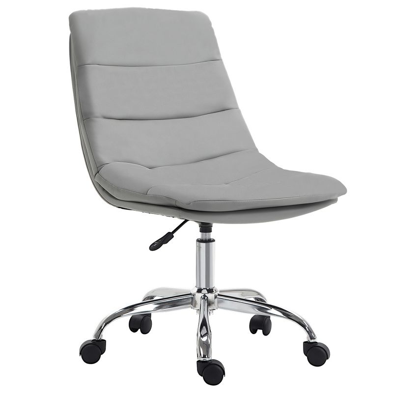 Vinsetto Armless Office Chair Ergonomic Computer Desk Chair Mid-Back Upholstered Task Chair with PU Leather, Adjustable Height and Swivel Seat, 4 of 7