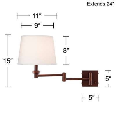 Bronze Swing Arm Wall Lamp with Cream Shade and USB Port