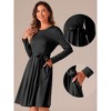 Allegra K Women's Long Sleeve A Line Ruffle Belted Business Casual Dress with Pockets - 2 of 4