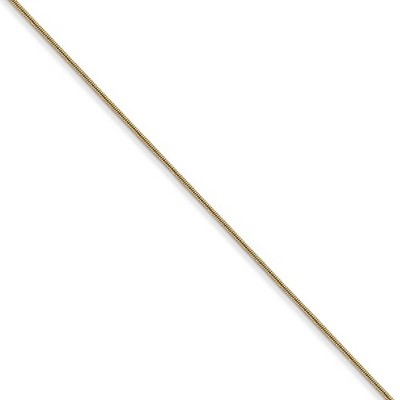 Black Bow Jewelry 0.65mm, 14k Yellow Gold, Round Snake Chain Necklace
