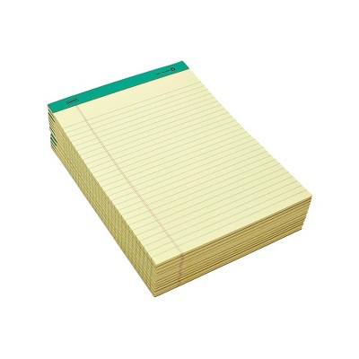Staples 100% Recy Perforated Notepads Canary 8-1/2" x 11-3/4" Wide Ruled 12/PK 815592