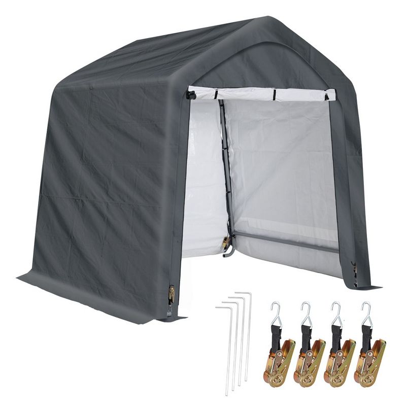 Aoodor 6 X 6 FT Heavy Duty Storage Shelter, Portable Shed Carport with Roll-up Zipper Door ,Waterproof and UV Resistant, 1 of 9
