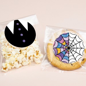 Big Dot of Happiness Goth Girl & Spider Web Stained Glass Window Stickers and Clear Cookie Bags, Cellophane Bags 4.25x7 Inches, Party Favor Gift 25 Ct - 1 of 4