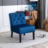 TOAOTBNBO Button Tufted Pattern Accent Chair with Curved Back, Velvet Fabric Armless Chair with Wood Legs Upholstered Chair for Bedroom - 3 of 4