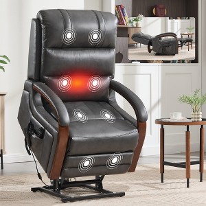 ChicFurnit Living Room Chair Arm Accent Chair Chenille / Leatheraire Power Lift Recliner with Massage Heat Dual Motor Elder Chair for Living Room - 1 of 4