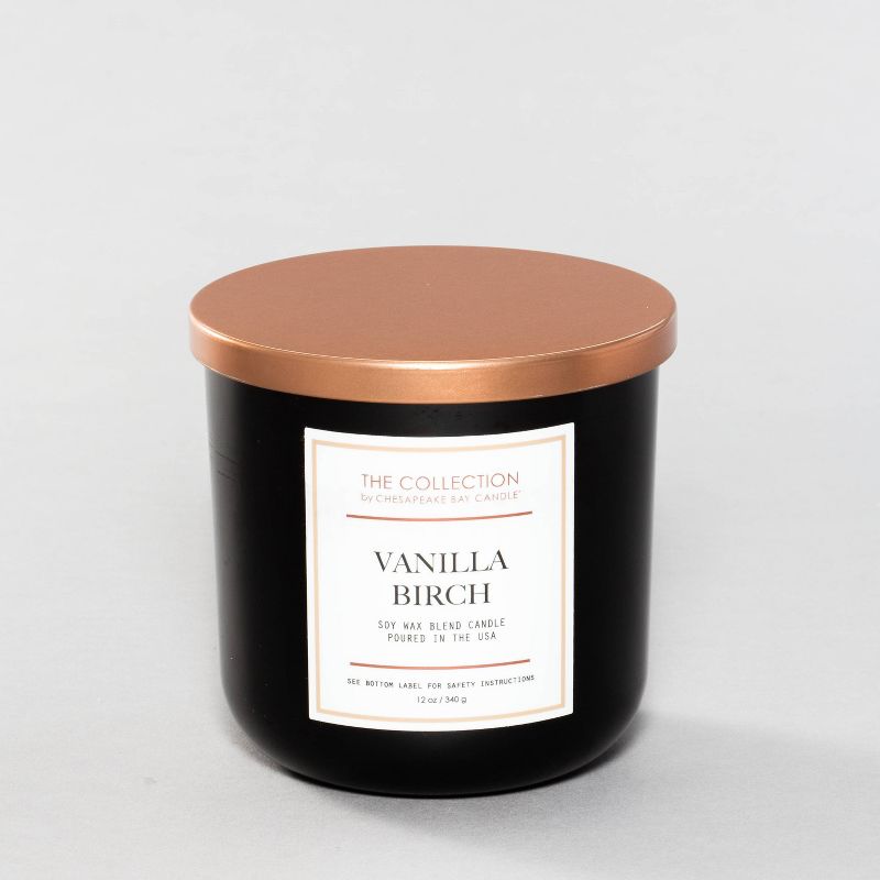 2-Wick Black Glass Vanilla Birch Lidded Jar Candle 12oz - The Collection by Chesapeake Bay Candle, 5 of 10