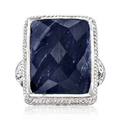 Ross-Simons 17.00 Carat Sapphire Roped-Edge Ring in Sterling Silver