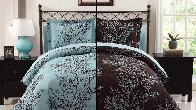 8pc Leaf Bed in a Bag Comforter Set Blue & Chocolate - VCNY Home, 2 of 8, play video