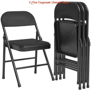 Office 2 Pack/4 Pack Outdoor Folding Chairs, Portable Stackable Foldable Chairs w/ Padded Cushion & Back, Commercial Seat w/ Metal Frame - 1 of 4