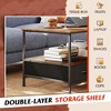 39" Coffee Table with Storage & Drawers, 2-Tier Wood Center Table for Living Room, Apartment, Bedroom, Metal Table Legs, Rustic Brown - 3 of 4