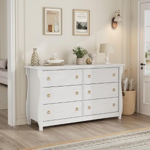 Drawer Dresser, Modern Fluted Dressers for Bedroom with Wood Top, Wooden Dresser & TV Stand,Clothes Storage for Living Room,Hallway - 1 of 4