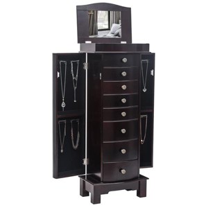 Jewelry Armoire With Mirror, 8 Drawers, 16 Necklace Hooks, And Side Swing Doors - 1 of 4