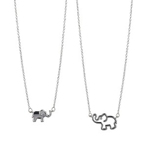 FAO 2pc Silver Tone Elephant Pendant Mommy & Me Necklace Set - 1 of 1