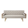 Adelaide Mid-Century Modern Tufted Sofa with Rolled Accent Pillows, Gold-Tipped Rubberwood Legs & Diamond Stitching - 3 of 4